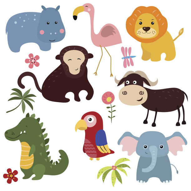 不同非洲动物的载体集素材图片