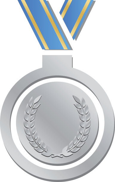 银色奖牌矢量插图在白色的背景图片下载