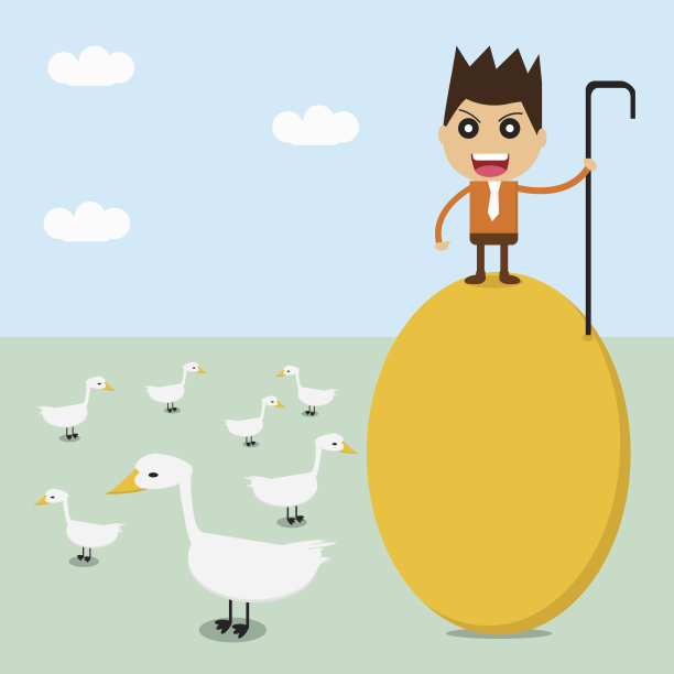 商人站在鹅的金蛋上图片下载