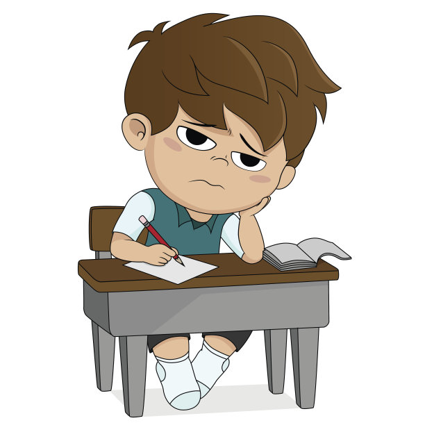 孩子对某事感到厌烦。回到学校。图片下载