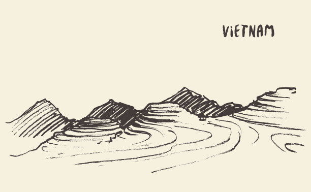 景观稻田木仓柴越南载体。图片下载