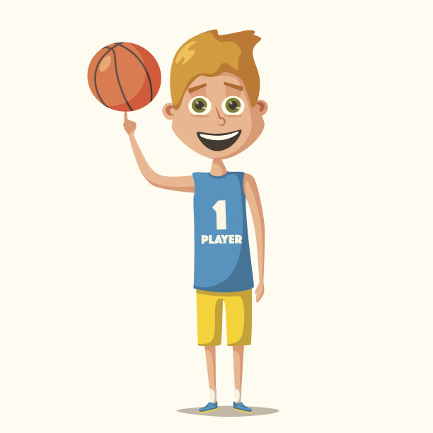 小篮球运动员。卡通矢量图图片下载