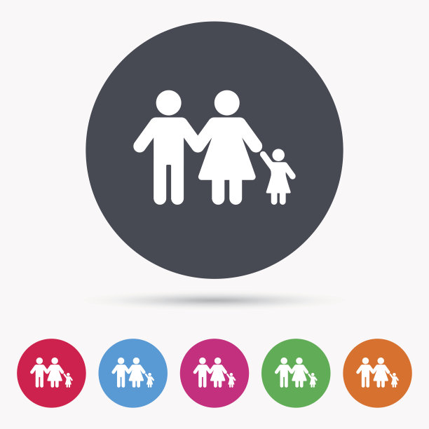 家庭图标。父亲，母亲和孩子的标志。图片下载