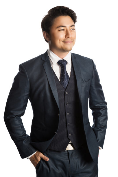 穿着蓝色西装打着领带的帅气商人图片下载