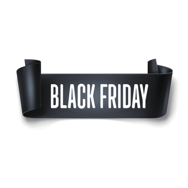 黑色星期五销售题词与黑色细部弧形丝带。图片下载