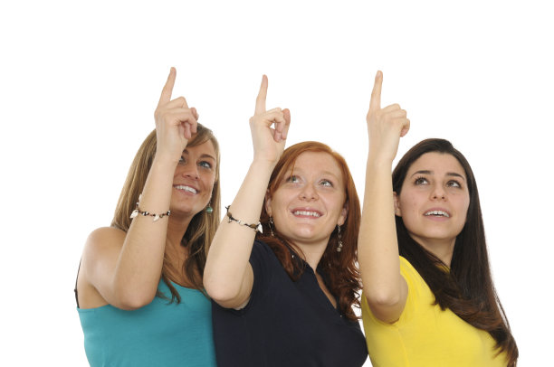 女孩指出。CopySpace图片下载