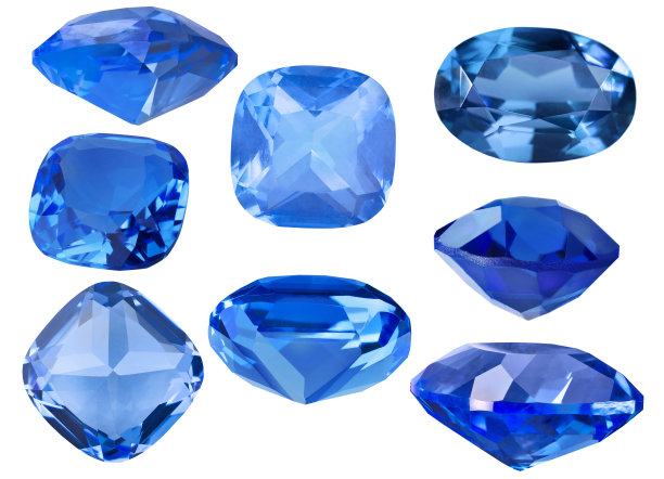八颗蓝宝石镶嵌在白色上图片下载