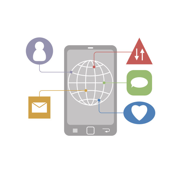 平面移动通信信息图，图标上的数字，矢量图片下载