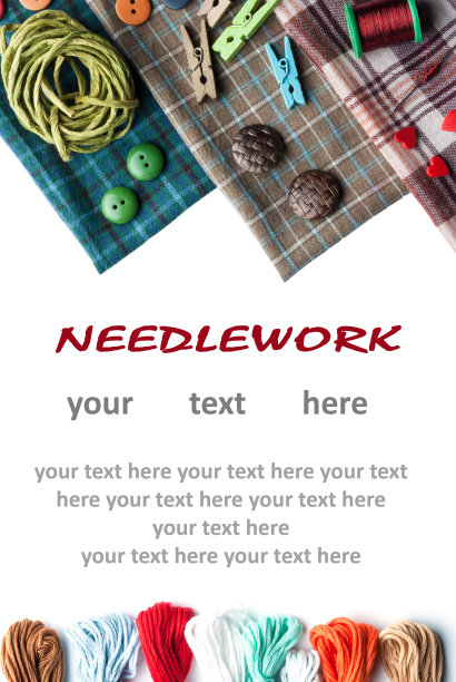 各种缝纫用品与地方为您的文本。图片下载