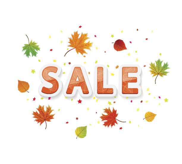 秋季大减价，白底枫叶图片下载