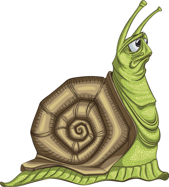 白色背景上悲伤的蜗牛的插图图片下载