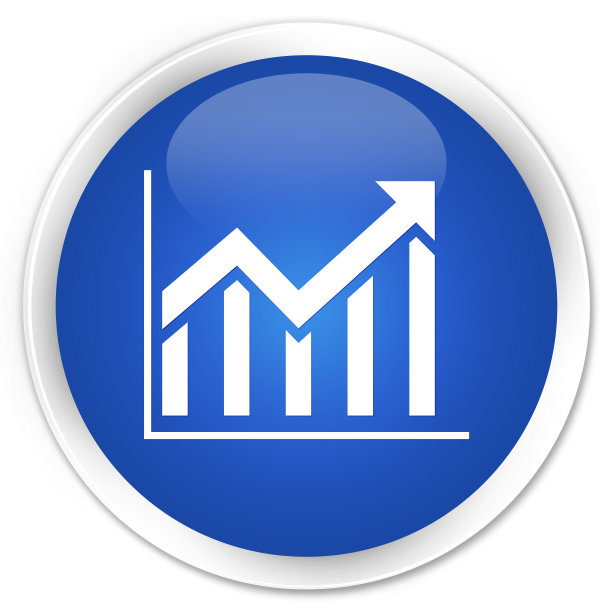 统计图标蓝色光泽的圆形按钮图片下载