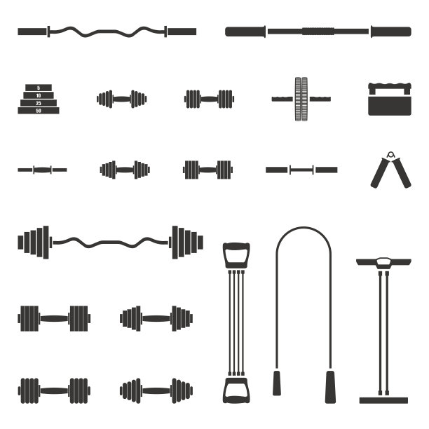 一套运动器材，矢量插图。图片下载