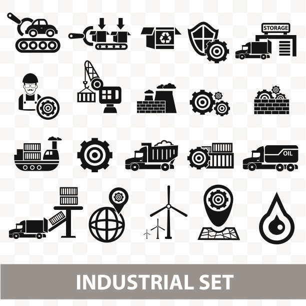 工业图标，空白背景版本，矢量图片下载