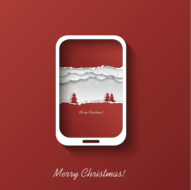 智能手机圣诞卡概念设计图片下载