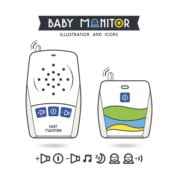 库存矢量插图的婴儿监视器和图标图片下载