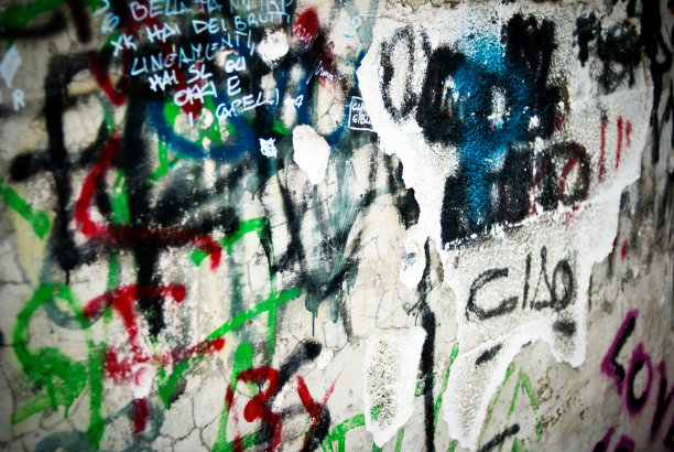 涂鸦、破坏、垃圾墙纹理图片下载