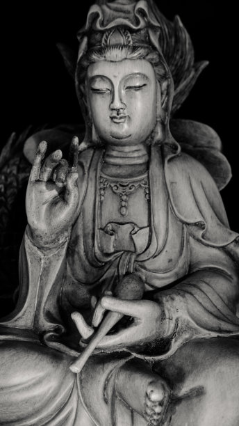 黑白风格的佛像具有淡黑色的造像图片下载