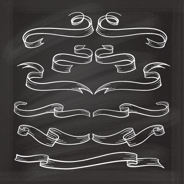 矢量卷轴设置在黑板上图片下载