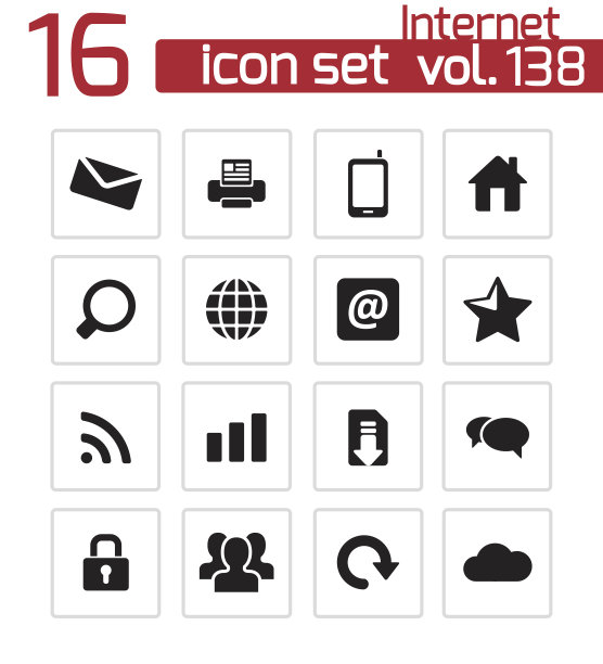 向量黑色互联网图标集图片下载