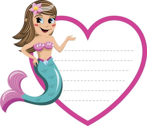 可爱的小美人鱼空白炉膛形状边界孤立图片下载