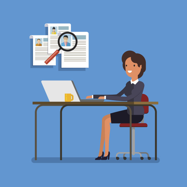 女商人在选择雇佣对象。素材图片