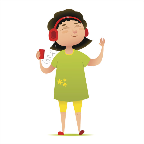 快乐的年轻女孩听音乐图片下载