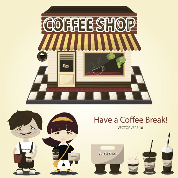 咖啡店外。向量/说明图片下载