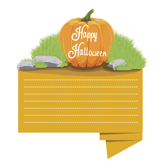 万圣节快乐南瓜短信设计，矢量插图图片下载