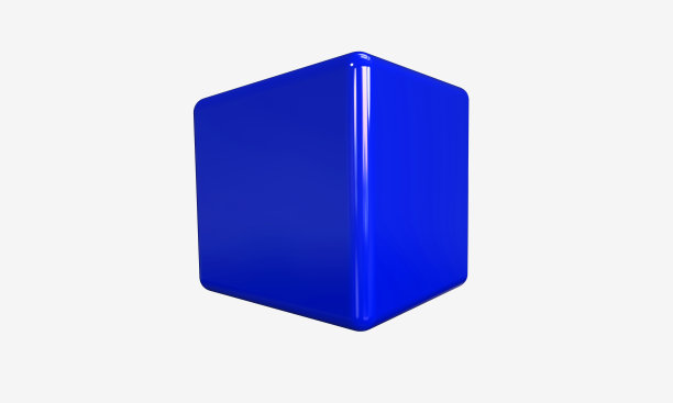 蓝色3d立方体孤立在白色上图片下载