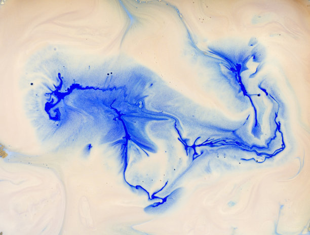 蓝色和金色的液体质地。水彩手绘大理石花纹插图。墨水大理石背景。图片下载