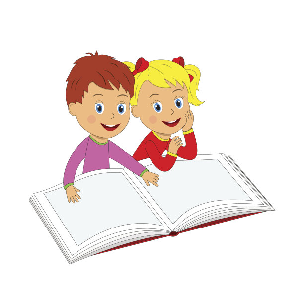 男孩和女孩正在读书图片下载