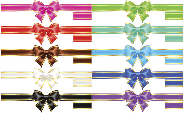 十个带金边的蝴蝶结和丝带图片下载