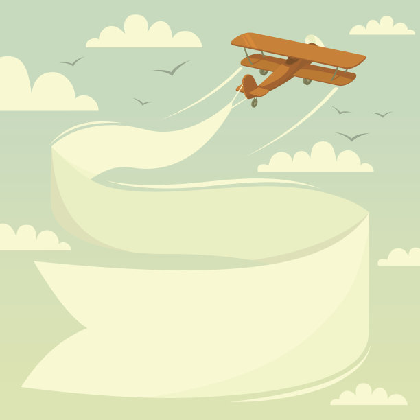 挂在双翼飞机上的横幅插图图片下载