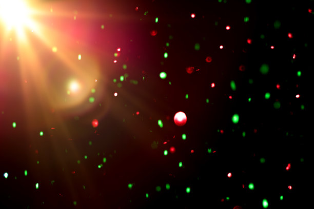 抽象的彩色散景灯与光耀斑在黑色背景图片下载