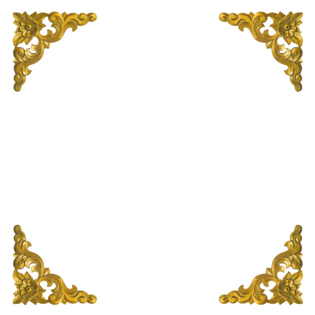 白色背景上木雕金漆孤立图案图片下载