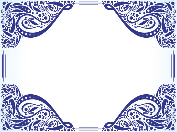 抽象艺术详细的蓝色花卉边界图片下载