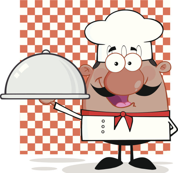 快乐的非裔美国厨师拿着一个浅盘和背景图片下载