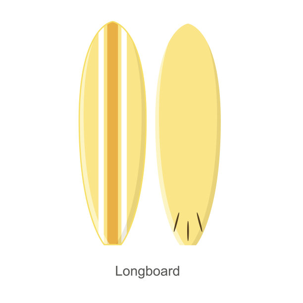 冲浪板长板形状。向量图片下载