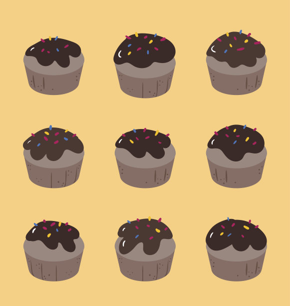 巧克力松饼上五颜六色的糖屑。图片下载