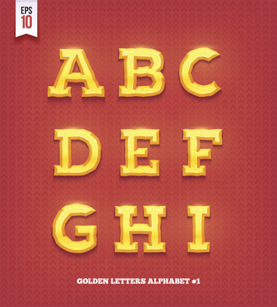 矢量闪亮的金色字母。金色字体的字体。图片下载