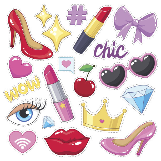 女孩贴纸(徽章)套装图片下载