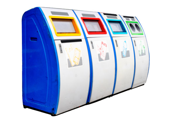 白色背景上的联合回收箱图片下载