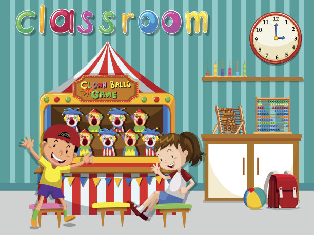 教室里玩耍的孩子素材图片
