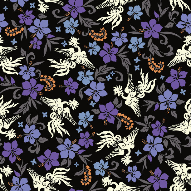 热带花凤凰图案图片下载