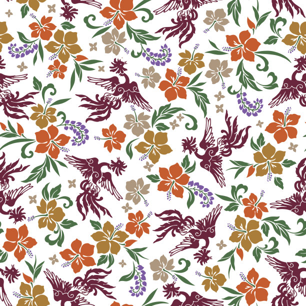 热带花凤凰图案图片下载