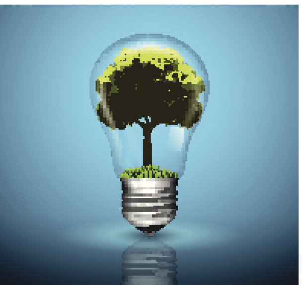 里面长着绿树的灯泡图片下载