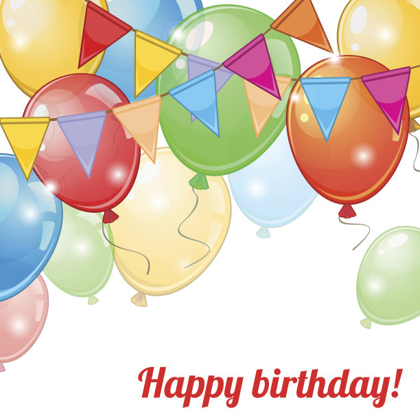 带有气球和三角旗的卡片图片下载