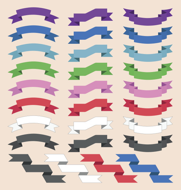 彩带一套彩色的卷轴丝带或旗帜图片下载