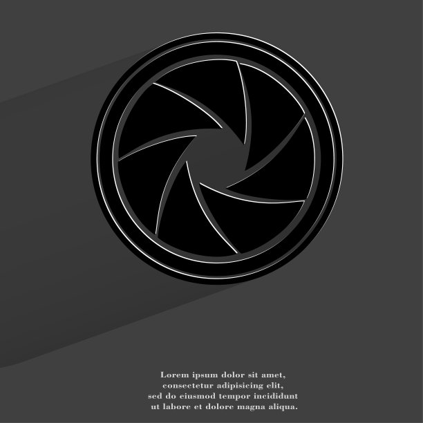 照片相机隔膜。扁平的现代网页按钮与长阴影图片下载